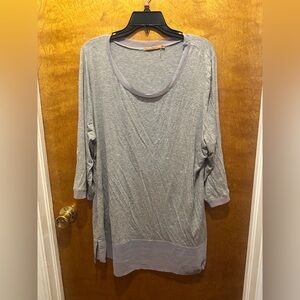 Belldini grey rhinestone embellished flowy 3/4 sleeve blouse plus size 2x